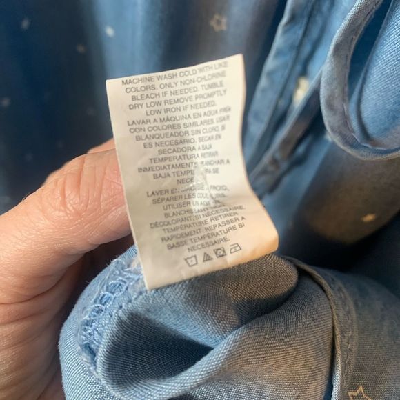 Thread & Supply Chambray Star Shirt Tencel Dress Sz Lg - Picture 11 of 12